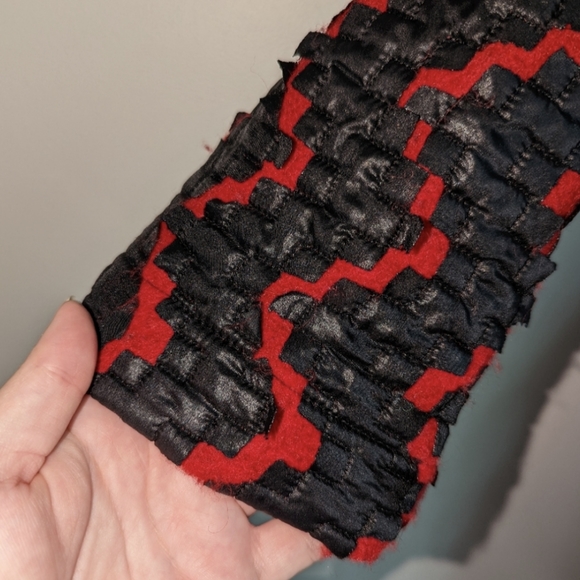 RINASCIMENTO • Italian Red & Black Boiled Wool Artsy Belted Coat Size Small - Picture 5 of 14